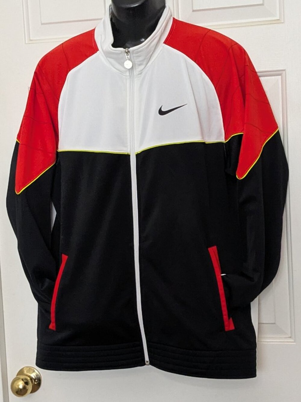 Nike Athletic Dept Track Jacket Men L Black Red White Full Zip Retro Sportswear
